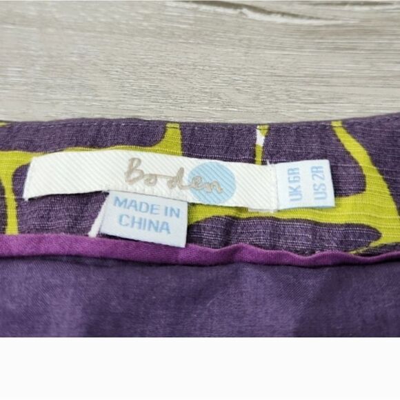 Boden Geometric Cotton V Neck Sheath Dress  Purple and Green - Picture 5 of 13